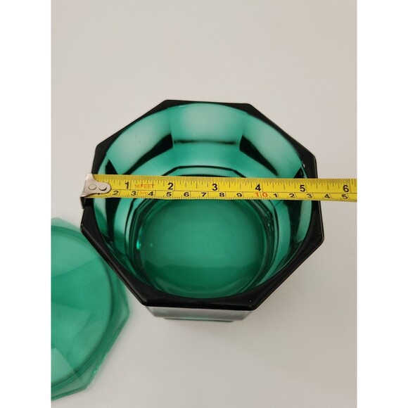 Vintage Indiana Confections Glass Candy Box Evergreen 8 Sided 5 to 6 Inch - Picture 5 of 6